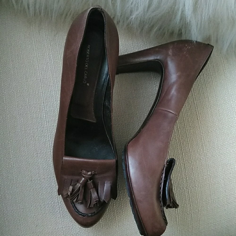 Roberto del Carlo brown leather shoe size 9 - Picture 2 of 8